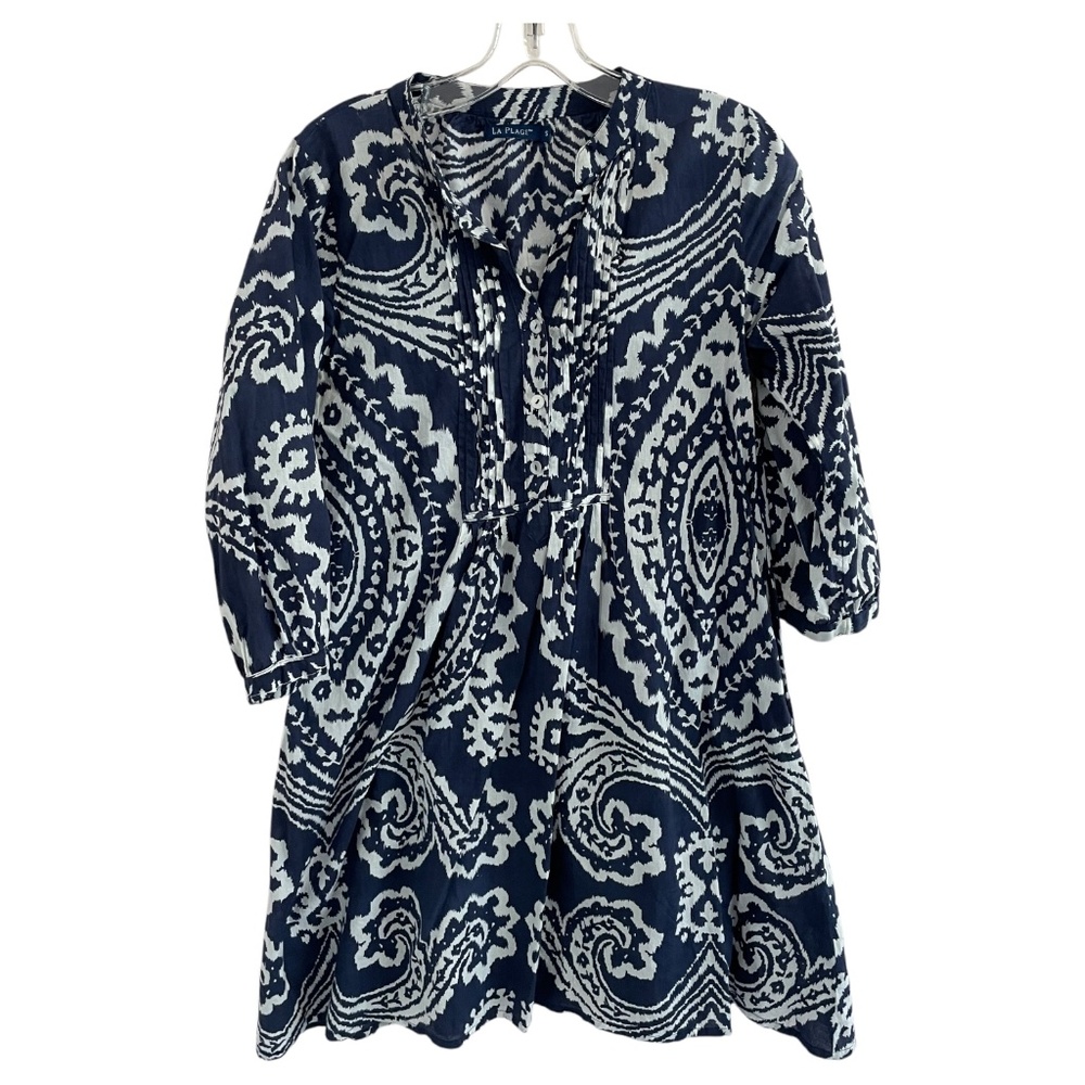 La Plage Dress Size Small Blue White Monkees